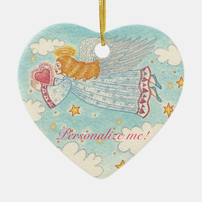 Personalisierte Friedensengels-Verzierung Keramik Ornament (Vorne)