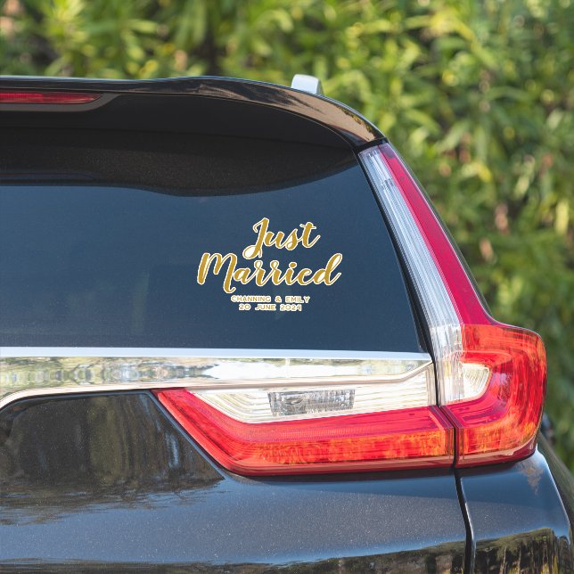 Personalisierte frisch verheiratete Flitterwochen Aufkleber (Auto Seite)