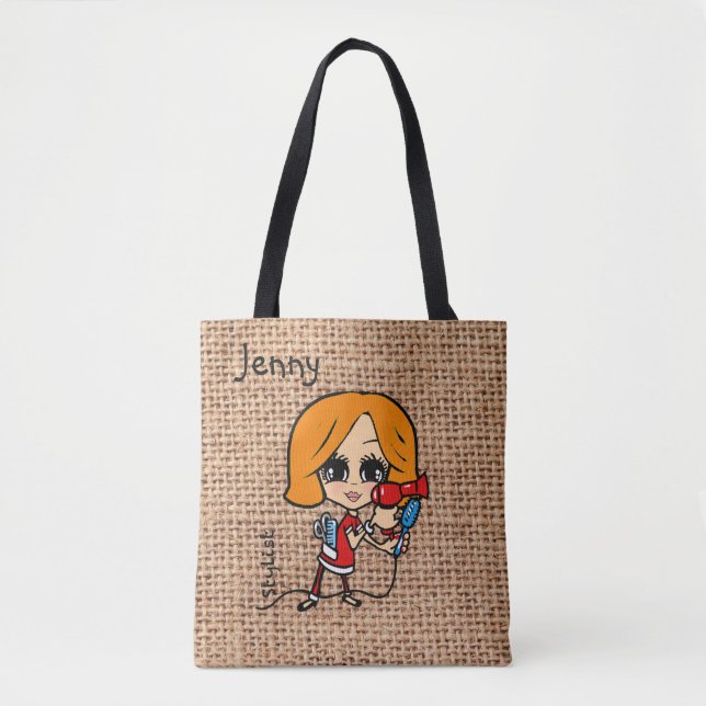 Personalisierte Friseur-Stylist-Bag-Karikatur Tasche (Vorderseite)