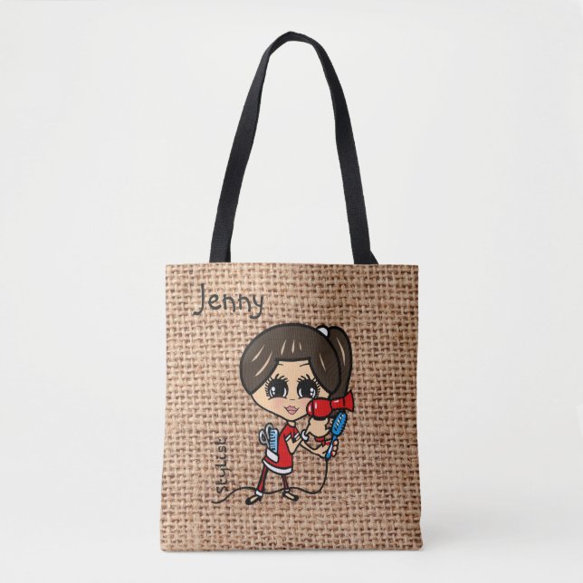Personalisierte Friseurtasche Karikatur braun Tasche (Vorderseite)