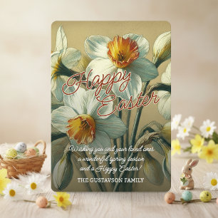 Personalisierte Frohe Ostern Narzissen Blumenkarte Feiertagskarte