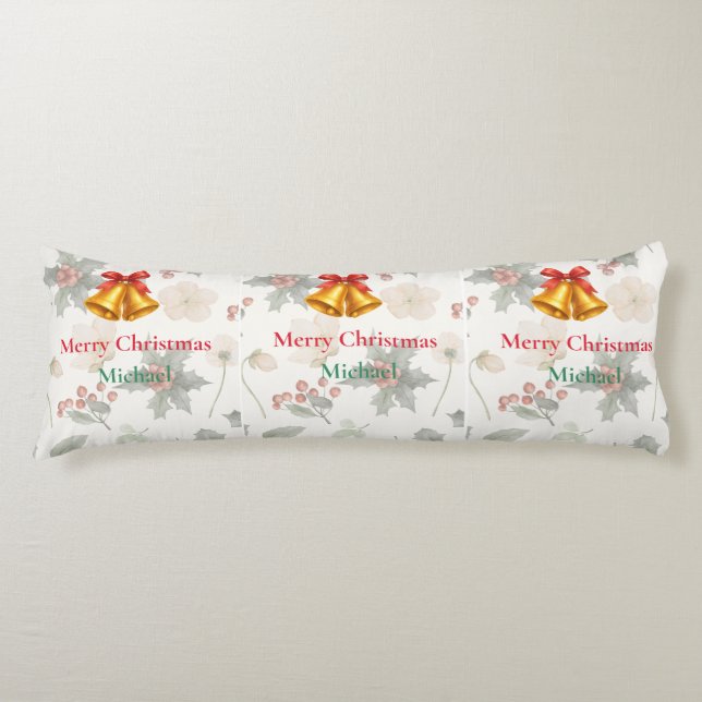 Personalisierte Frohe Weihnachten Lange Körperkiss Seitenschläferkissen (Vorderseite)