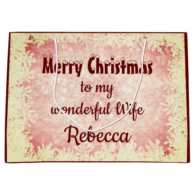 Personalisierte frohe Weihnachts-Ehefrau Große Geschenktüte (Vorderseite)