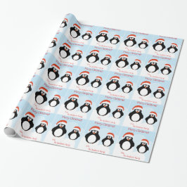 Personalisierte frohe Weihnachts-Penguin-Geschenkw Geschenkpapier