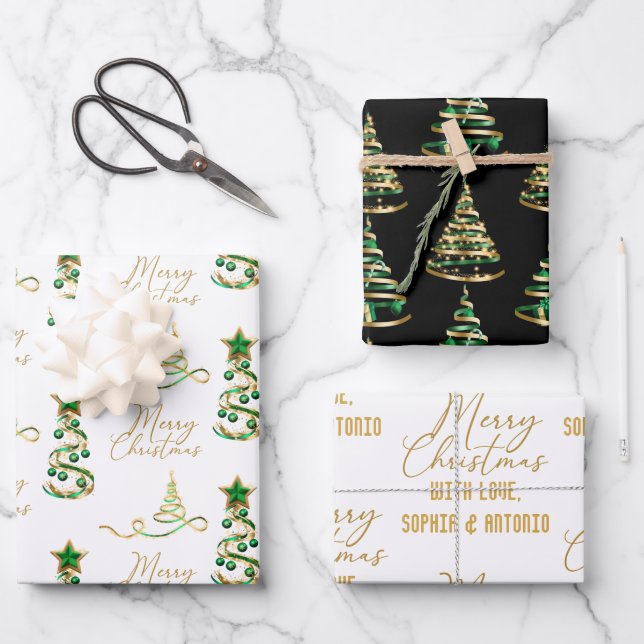 Personalisierte frohe Weihnachts-Wrapping-Papierbl Geschenkpapier Set (Vorderseite)
