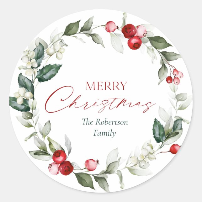 Personalisierte frohe Weihnachtsmann-Geschenkartik Runder Aufkleber (Vorderseite)