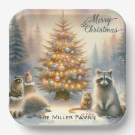 Personalisierte frohe Weihnachtswildlandtiere Pappteller