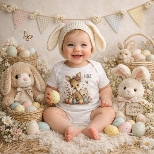 Personalisierte Fröhliche Ostern-Hirsch-Illustrati Baby Strampler