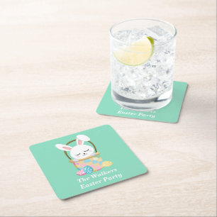 Personalisierte Fröhliche Ostern Party Pastellgrün Rechteckiger Pappuntersetzer