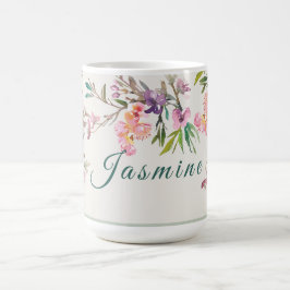 Personalisierte Frühlingsblumen-Aquarell-Botanik Kaffeetasse
