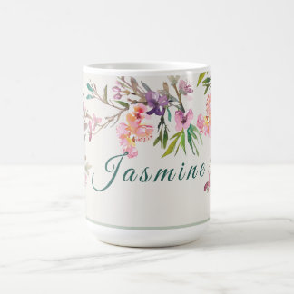 Personalisierte Frühlingsblumen-Aquarell-Botanik Kaffeetasse
