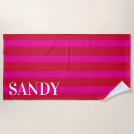 Personalisierte Fuchsia-Rosa-Streifen  Strandtuch