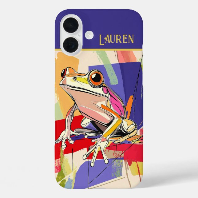 Personalisierte Fun Frog Art iPhone 16 Plus Hülle (Rückseite)