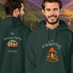 Personalisierte Fun Retro Mushrooms Family Wieders Hoodie