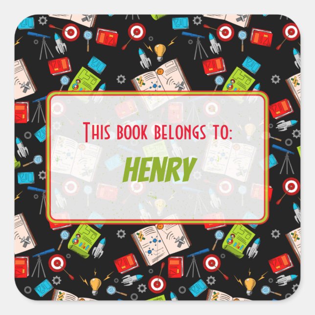 Personalisierte Fun School Science Patches Quadratischer Aufkleber (Vorderseite)