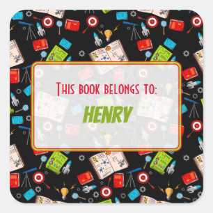 Personalisierte Fun School Science Patches Quadratischer Aufkleber