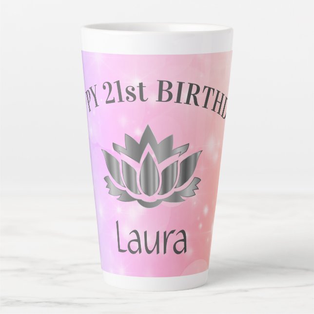 Personalisierte Funkelnd 21. Geburtstagskarte Milchtasse (Vorderseite)