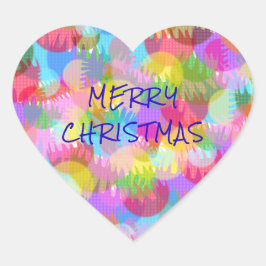 PERSONALISIERTE FUNKELND FARBIGE MERRY CHRISTMAS Herz-Aufkleber