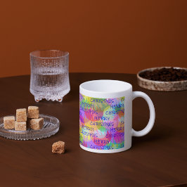 PERSONALISIERTE FUNKELND FARBIGE MERRY CHRISTMAS Jumbo-Tasse