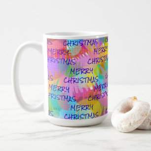 PERSONALISIERTE FUNKELND FARBIGE MERRY CHRISTMAS KAFFEETASSE