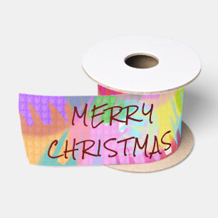 PERSONALISIERTE FUNKELND FARBIGE MERRY CHRISTMAS SATINBAND