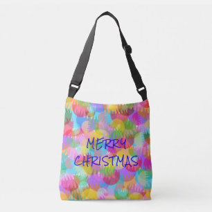 PERSONALISIERTE FUNKELND FARBIGE MERRY CHRISTMAS TRAGETASCHEN MIT LANGEN TRÄGERN