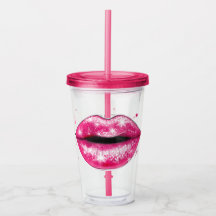 Personalisierte Funkelnd Rosa Liebe Lippen Akrylku