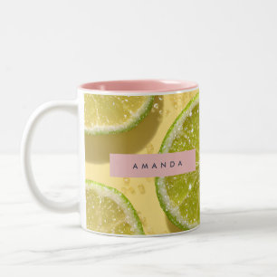 Personalisierte Funkelnde Limettenscheibe Glitter Zweifarbige Tasse