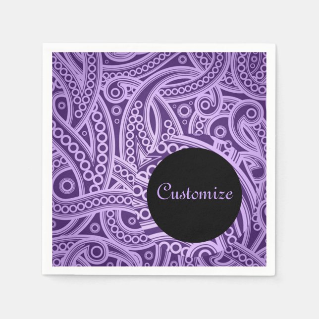 Personalisierte Funky Lila Paisley Pattern Napkins Serviette (Vorderseite)