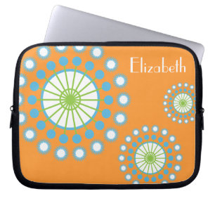 Personalisierte Funky Orange Blue Pinwheel Laptopschutzhülle