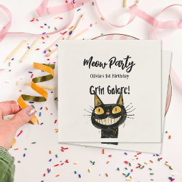 Personalisierte Funny Black Kitty Geburtstagsparty Serviette