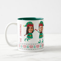 Personalisierte Funny Face Foto Christmas Elf Fami