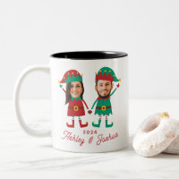 Personalisierte Funny Face Foto Christmas Elf Fami