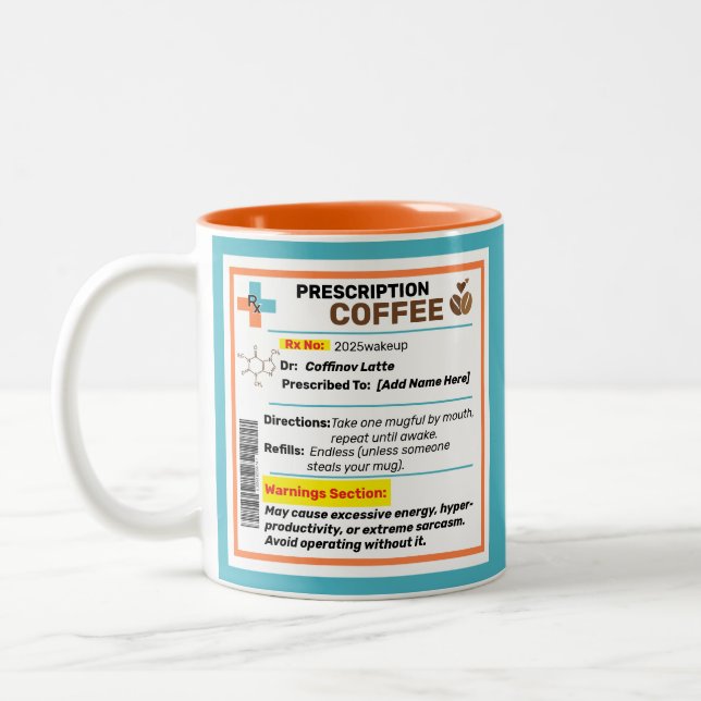 Personalisierte Funny Prescription Kaffee Tasse (Links)