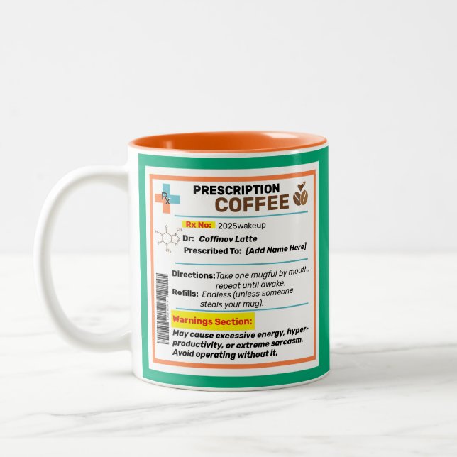 Personalisierte Funny Prescription Kaffee Tasse (Links)