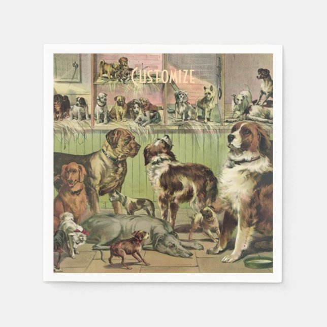 Personalisierte Furry Friends Dog Lovers Napkins Serviette (Vorderseite)