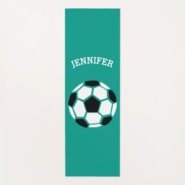 Personalisierte Fußball-Ball-geometrische grüne Yogamatte (Vorderseite)