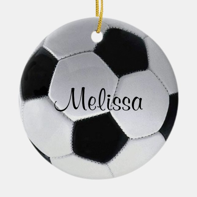 Personalisierte Fußball-Ball-Verzierung Keramik Ornament (Vorne)