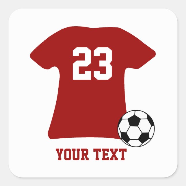 Personalisierte Fußball-Shirts von Aufklebern Quadratischer Aufkleber (Vorderseite)
