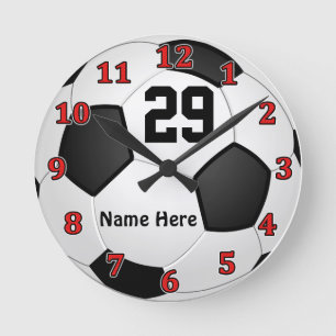 Personalisierte Fußball-Uhren mit NAMEN und ZAHL Runde Wanduhr