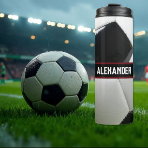 Personalisierte Fußball-Wasserflasche mit Namen Thermosbecher
