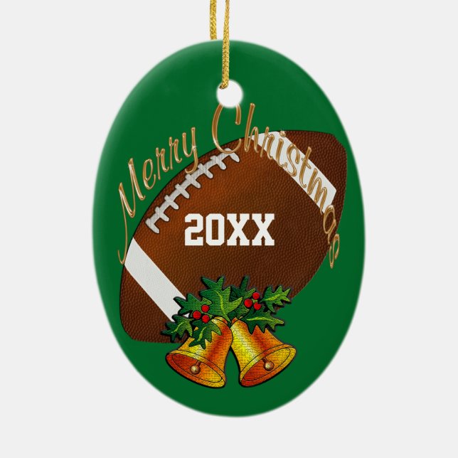 Personalisierte Fußball-Weihnachtsverzierung IHR Keramikornament (Hinten)