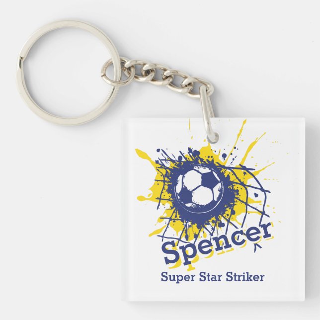 Personalisierte Fußballabwehrmannschaft Schlüsselanhänger (Vorderseite)
