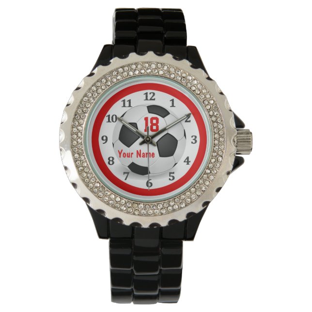 Personalisierte Fußballuhren für Frauen Armbanduhr (Vorderseite)
