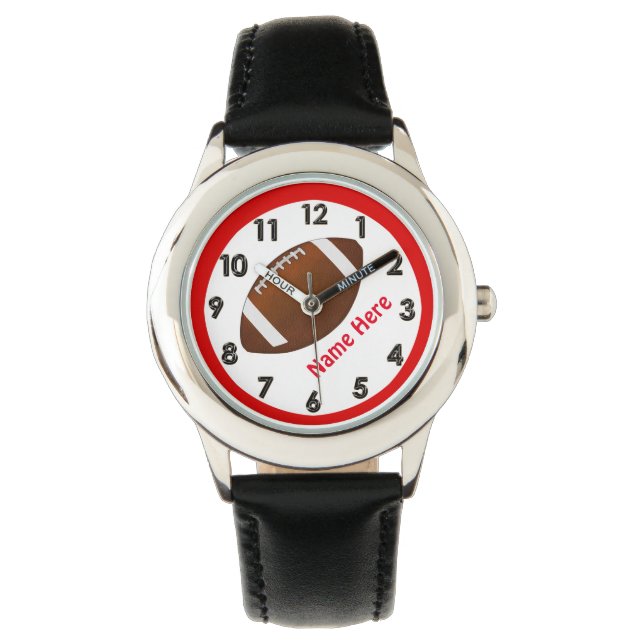 Personalisierte Fußballuhren für Jungen Armbanduhr (Vorderseite)