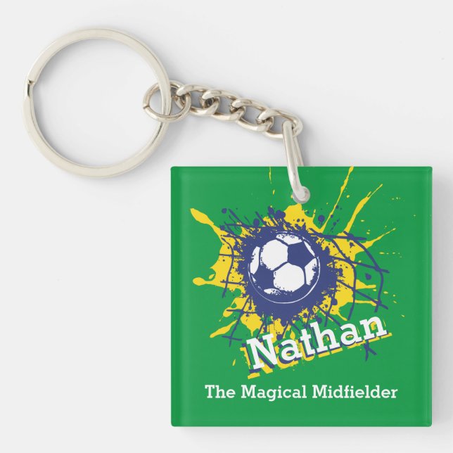 Personalisierte Fußballverteidigungsmannschaft Schlüsselanhänger (Vorderseite)