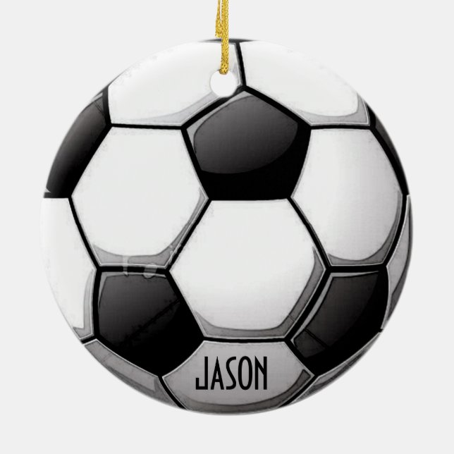 Personalisierte Fußballverzierung Keramikornament (Hinten)