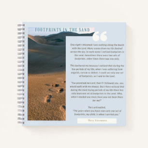 Personalisierte Fußspuren in Sand Gedicht Dankbark Notizbuch