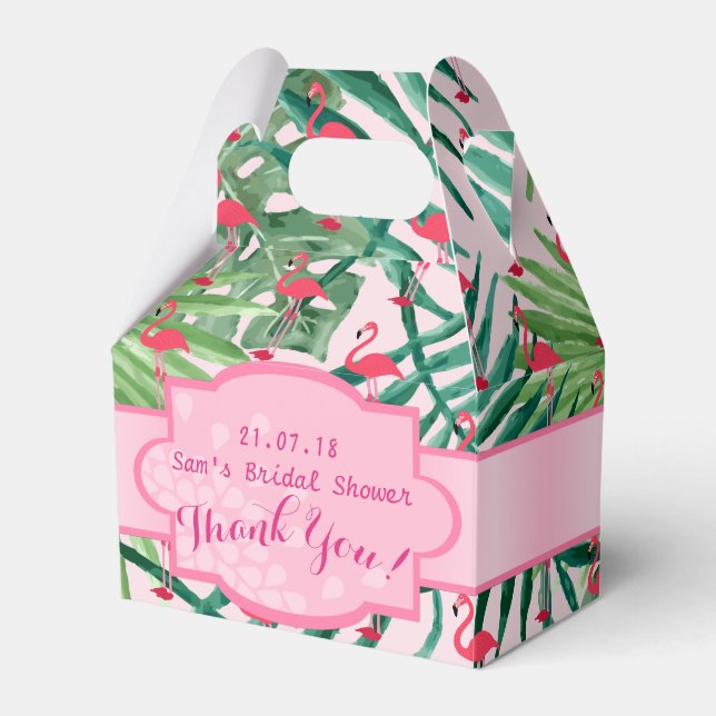 Personalisierte Gabelboxen Tropenleaf Flamingos Geschenkschachtel (Vorderseite)
