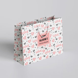 Personalisierte Galentine-Liebes-Skizze-Herz-Gesch Große Geschenktüte